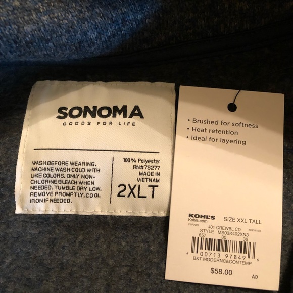 Men’s 2xl Sonoma 3/4 zip fleece sweatshirts. - Picture 4 of 6